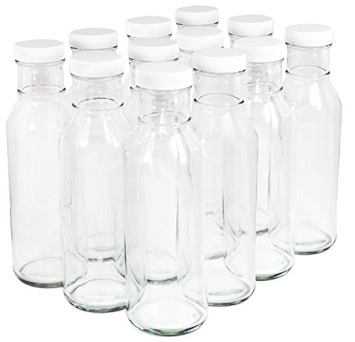 Product Cover Clear Glass Beverage/Sauce Bottles, 12 Oz - Case of 12
