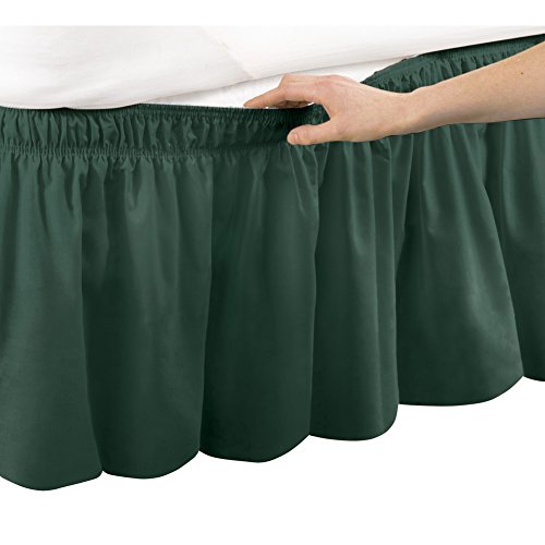 Product Cover Collections Etc Wrap Around Bed Skirt, Easy Fit Elastic Dust Ruffle, Hunter Green, Queen/King