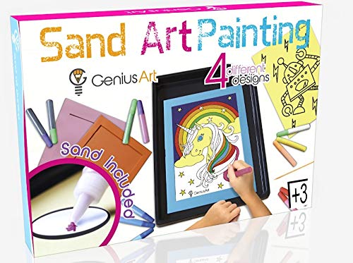 Product Cover Genius Art Sand Art Painting - Arts and Crafts Toys for Girls and Boys - This Set is for Kids Aged 3 and up - Stocking Stuffers for Kids