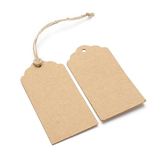 Product Cover 100pcs Kraft Paper Gift Tags with Free 100 Root Natural Jute Twine(Water Ripple)