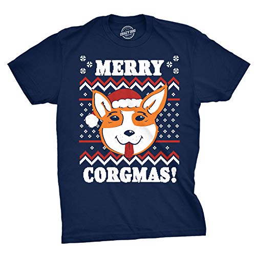 Product Cover Mens Merry Corgmas Tshirt Corgi Pet Dog Ugly Christmas Sweater Tee
