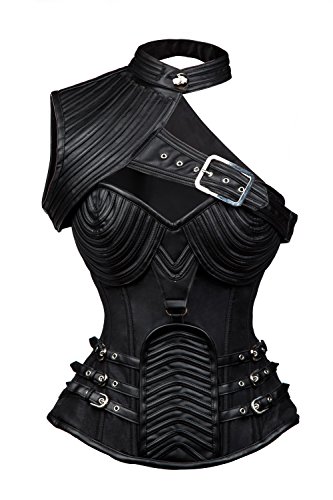 Product Cover Charmian Women's Steampunk Gothic Heavy Strong Steel Boned Corset with Zipper Black Medium