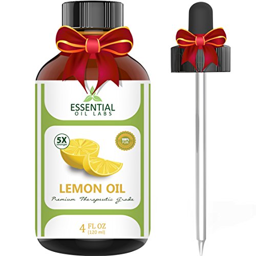 Product Cover Lemon Essential Oil - Highest Quality Therapeutic Grade Backed by Research - Largest 4 Oz Bottle with Premium Dropper - 100% Pure and Natural by Essential Oil Labs