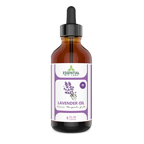 Product Cover Lavender Essential Oil - Highest Quality Therapeutic Grade Backed by Research - Largest 4 Oz Bottle with Premium Glass Dropper - 100% Pure and Natural - Guaranteed Results - Essential Labs