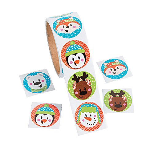 Product Cover Fun Express Christmas Holiday Characters Stickers - 1 Roll