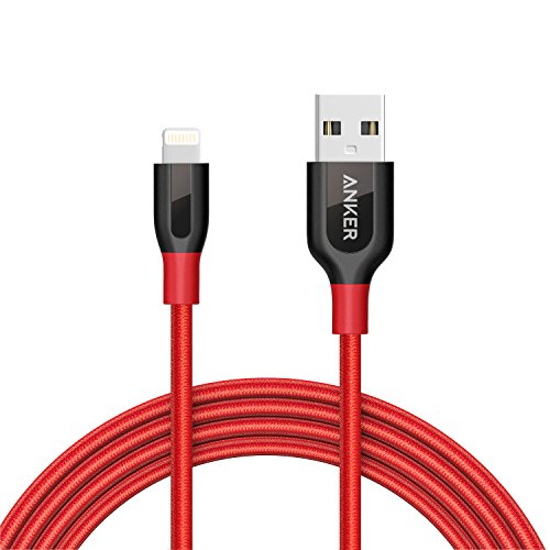 Product Cover Anker Powerline+ Lightning Cable (6ft) Durable and Fast Charging Cable [Double Braided Nylon] for iPhone Xs/XS Max/XR/X/8/8 Plus/7/7 Plus/6/6 Plus/5s/iPad and More (Red)