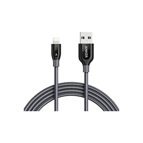 Product Cover Anker PowerLine+ Lightning Cable (6ft) Durable and Fast Charging Cable [Double Braided Nylon] for iPhone X / 8 / 8 Plus / 7 / 7 Plus / 6 / 6 Plus / 5s / iPad and More(Gray)