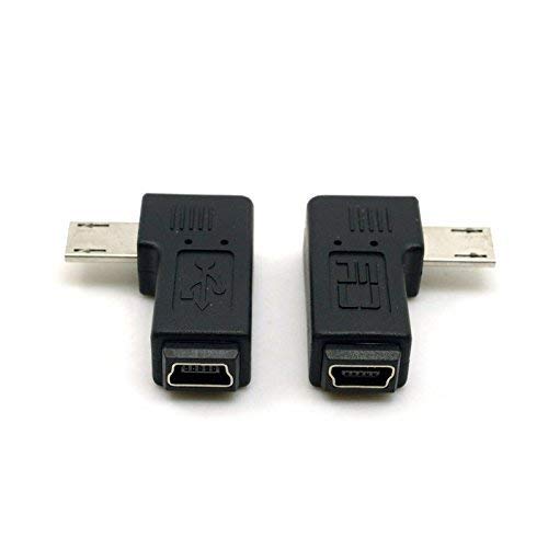 Product Cover CY 2pcs 9mm Long Connector 90 Degree Left & Right Angled Micro USB 5Pin Male to Mini USB Female Extension Adapter