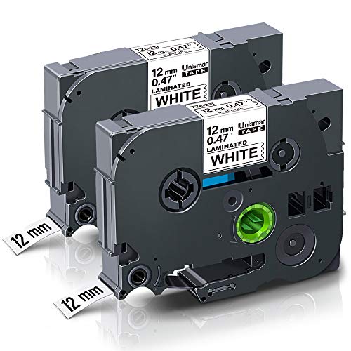Product Cover Unismar 2 Pack Compatible TZe-231 TZe231 TZ-231 TZ231 Laminated Tape Black on White 12mm (1/2