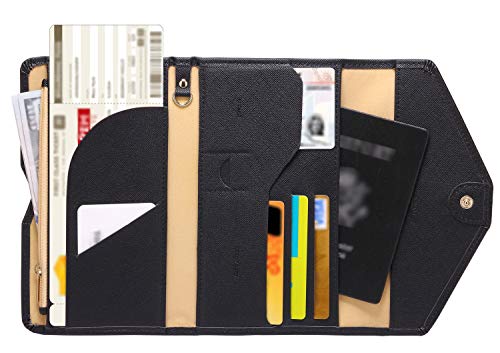 Product Cover Zoppen Mulit-Purpose RFID Blocking Travel Passport Wallet (Ver.4) Tri-fold Document Organizer Holder, 1 Black