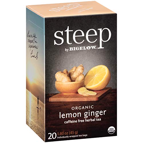 Product Cover Steep by Bigelow Organic Lemon Ginger Caffeine Free Herbal Tea, 20 Count, 1.60 oz (Pack of 6)
