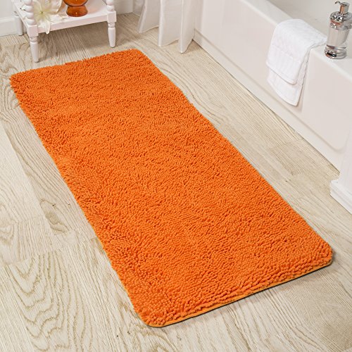 Product Cover Lavish Home Memory Foam Shag Bath Mat 2-Feet by 5-Feet - Orange
