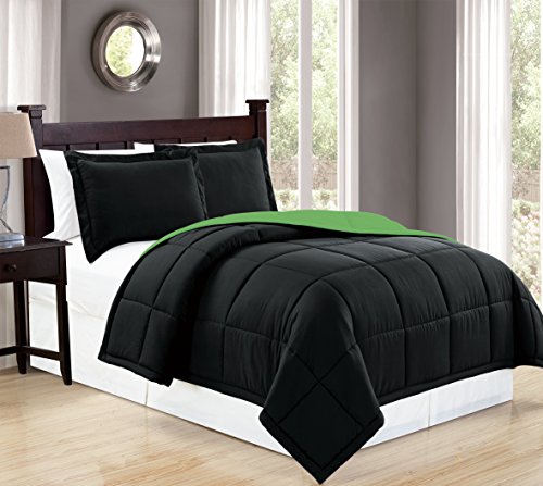 Product Cover Mk Collection Down Alternative Comforter Set 3pc (king, Black/Lime Green)