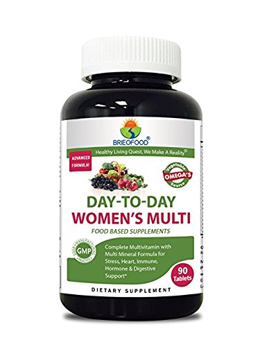 Product Cover Brieofood Womens Multivitamin 90 Tablets, Food Based daily Multivitamin for women made with Vegetable Source Omegas, probiotics and herbal blends