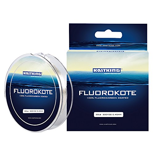 Product Cover KastKing FluoroKote Fishing Line 100 Percent Pure Fluorocarbon Coated 15LB 300Yds 274M Premium Spool Clear