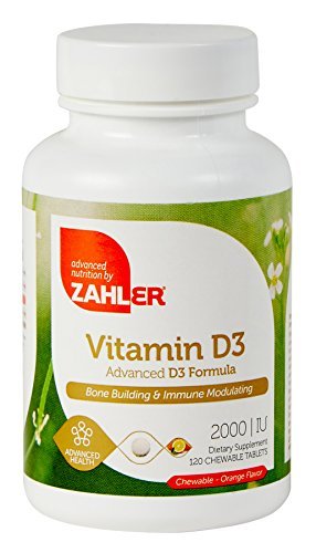 Product Cover Zahler VITAMIN D3 CHEWABLE 2000IU, An All-Natural Supplement Targeting Vitamin D Deficiencies, Certified Kosher, 120 Great Tasting Orange flavored Tablets