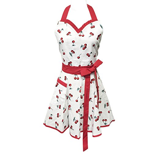 Product Cover Wrapables Adjustable Flirty Hostess Apron, Sweet Cherries