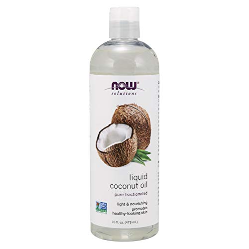 Product Cover Now Solutions, Liquid Coconut Oil, Light and Nourishing, Promotes Healthy-Looking Skin and Hair, 16-Ounce