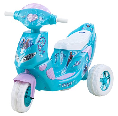 Product Cover Kid Trax Frozen Twinkling Lights Scooter 6V Girl's KT1163 Ride On, Blue