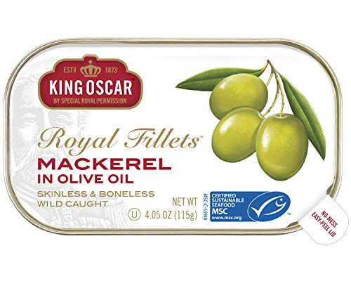 Product Cover King Oscar Skinless & Boneless Mackerel Fillets in Olive Oil, 4.05 Ounce (Pack of 12)