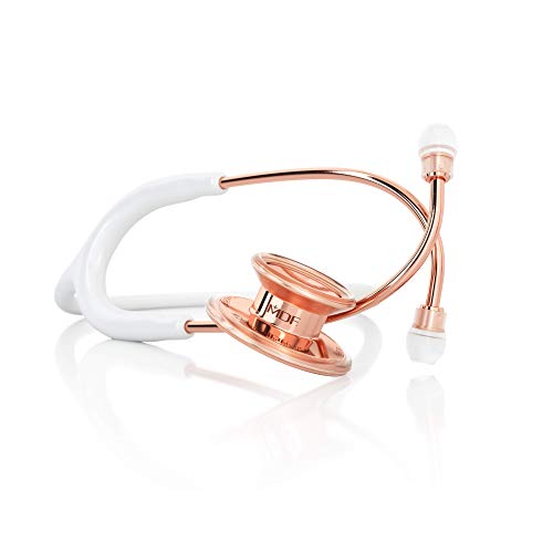Product Cover MDF® Rose Gold MD One® Stainless Steel Premium Dual Head Stethoscope - Rose Gold Edition - Free-Parts-for-Life & Lifetime Warranty - White (MDF777RG-29)