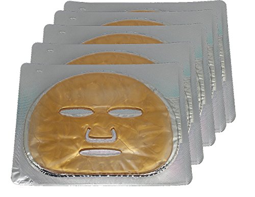 Product Cover EMILYSTORES 5PCS 24K Gold Gel Collagen Facial Masks Sheet Patch Anti Ageing Puffiness Skincare Anti Wrinkle Moisturising, For Deep Tissue Rejuvenation, Spring Summer Cool Feel