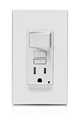 Product Cover Leviton GFSW1-W Self-Test SmartlockPro Slim GFCI Combination Switch Tamper-Resistant Receptacle with LED Indicator, 15 Amp, White