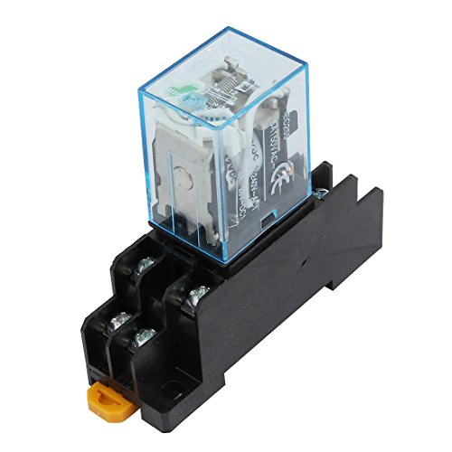 Product Cover uxcell IEC255 DC 12V Coil 8Pin DPDT Electromagnetic Power Relay w Socket Base