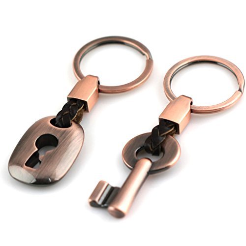 Product Cover MAYCOM Creative Fashion Leather Couple Keychain Key Chain Ring Keyring Key Fob Key & Lock 83513-2(Copper)