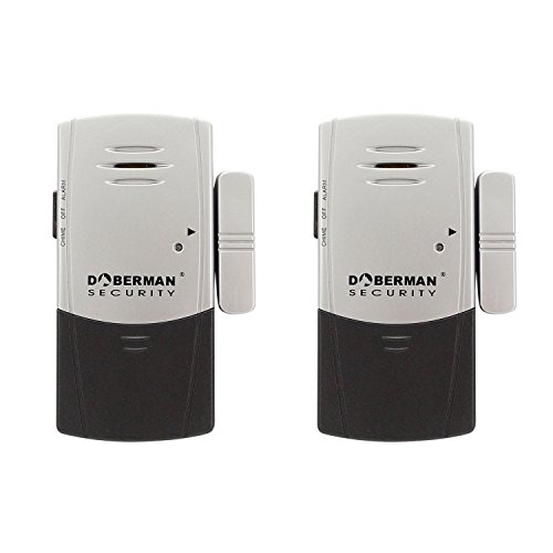 Product Cover Doberman Security SE-0101C-2PK Door & Window Defender with Chime, 2 Pack, Silver/Black