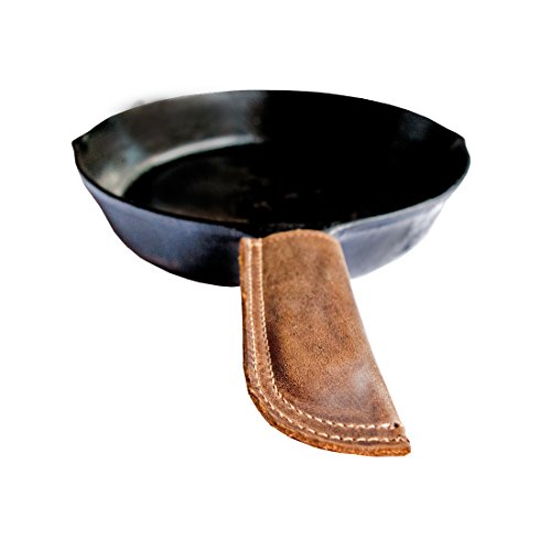 Product Cover Rustic Leather Hot Handle/Panhandle Potholder, Double Layered/Double Stitched, Slides On/Off Easily Onto Metal Grips, Use for Lodge Cookware, Skillet, Griddle, Pot, Grill, Fry Handmade by Hide & Drink