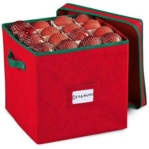 Product Cover Pakkon Christmas Decoration Ornaments Storage Box with 4 Trays, Red