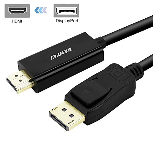 Product Cover DisplayPort to HDMI 6 Feet Cable, Benfei DisplayPort to HDMI Male to Male Adapter Gold-Plated Cord for Lenovo, HP, ASUS, Dell and Other Brand