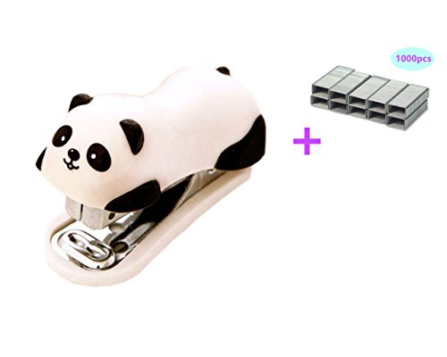 Product Cover Yansanido Mini Cute Panda Small Desktop Stapler with 1000 No.10 Staples for Office School Home Travel and Best Cute Gift for Friends and Children(Panda)