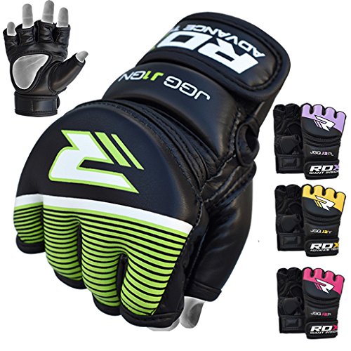 Product Cover RDX Kids MMA Gloves for Grappling Martial Arts Training | Maya Hide Leather Mitts for Youth |Good for Kickboxing, Sparring, Muay Thai, Junior Cage Fighting & Punching Bag