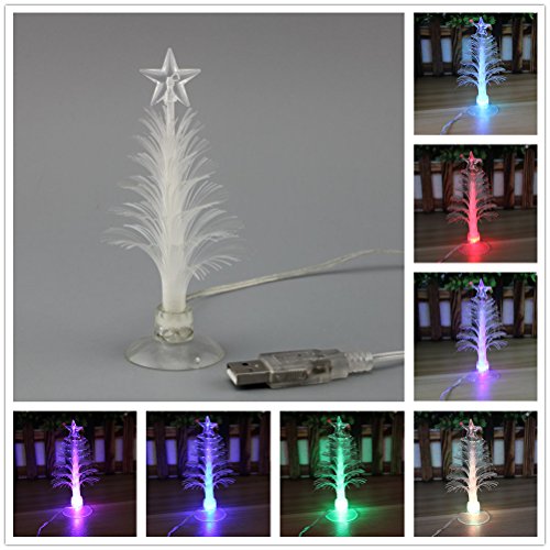 Product Cover TINNZTES USB Powered 7 Colors Changing Fiber Optic Christmas Tree with a Star on Top