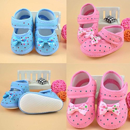 Product Cover DZT1968 Baby Girl Cloth Soft Sole Round Dot Prewalker Mary Jane Shoes With Bowknot