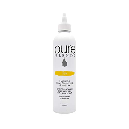 Product Cover Pure Blends Hydrating Color Depositing Shampoo - Sun (Light, Medium & Dark Blonde) 8.5 Ounce - Salon Quality