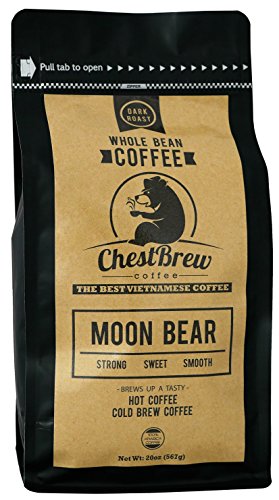 Product Cover Chestbrew Whole Bean Coffee. Strong Dark Roast Vietnamese Coffee - Moon Bear Premium 20 Ounce Bag