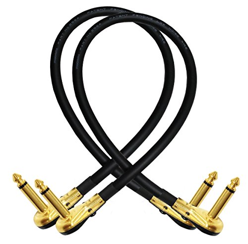Product Cover 2 Units - 15 Inch - Pedal, Effects, Patch, instrument cable CUSTOM MADE By WORLDS BEST CABLES - made using Mogami 2524 wire and Eminence Gold Plated ¼ inch (6.35mm) R/A Pancake type Connectors