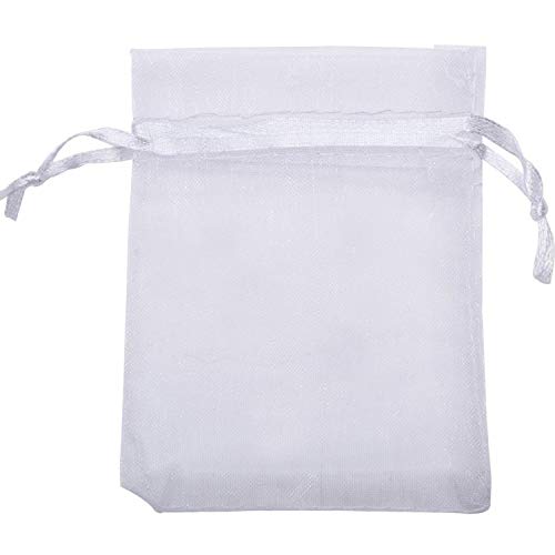 Product Cover Mudder Organza Gift Bags Wedding Favour Bags Jewelry Pouches, Pack of 100 (2.8 x 3.5 Inch, White)