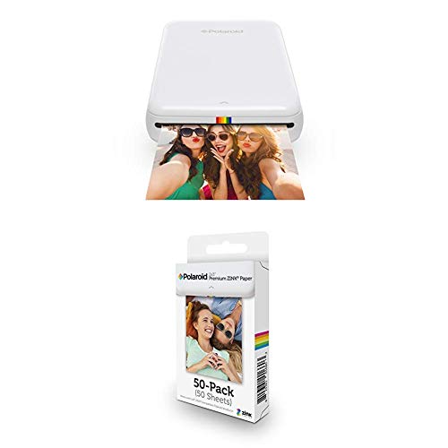 Product Cover Polaroid ZIP Wireless Mobile Photo Mini Printer (White) with Polaroid 2x3ʺ Premium ZINK Zero Photo Paper 50-Pack