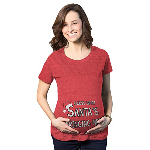 Product Cover Maternity Guess What Santas Bringing Holiday Funny Christmas Pregnancy T Shirt