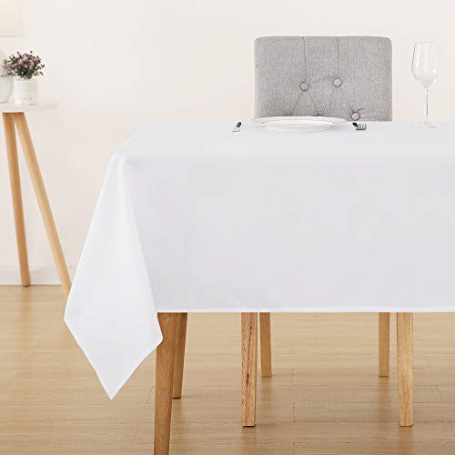 Product Cover Deconovo Oxford White Tabletcloth Solid Decorative Square Water Resistant Tablecloths for Restaurant 54x54 Inch