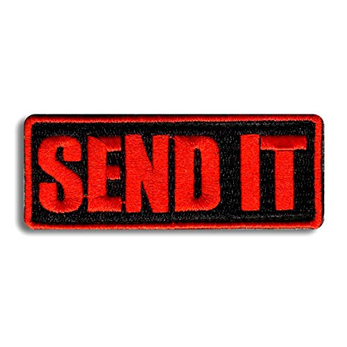 Product Cover Bastion Morale Patch - Embroidered Patch for Tactical Gear, Vest and Backpack - Long-Wearing Military Combat Hook and Loop Badge - Send It RED
