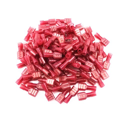 Product Cover Yueton 100pcs Red 22/18- Gauge Nylon Female Fully-Insulated Quick Disconnects Wiring Spade Wire Crimp Terminal