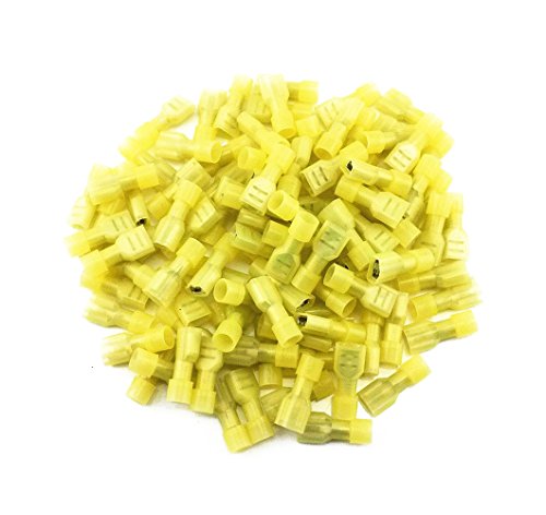 Product Cover Yueton 100pcs Yellow 12/10-Gauge Economy Nylon Female Fully-Insulated Quick Disconnects Wiring Spade Wire Crimp Terminal