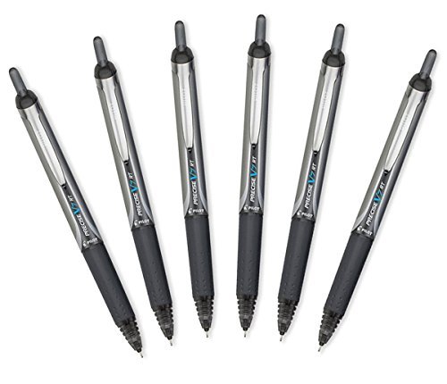 Product Cover Pilot Precise V7 RT Retractable Rolling Ball Pens, Fine Point, Black Ink, 6 Pack