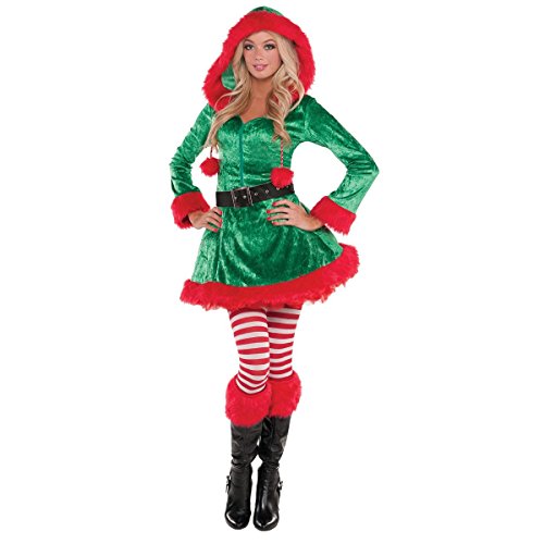 Product Cover Amscan Sassy Elf Costume for Women, Christmas Costume, Small, with Included Accessories