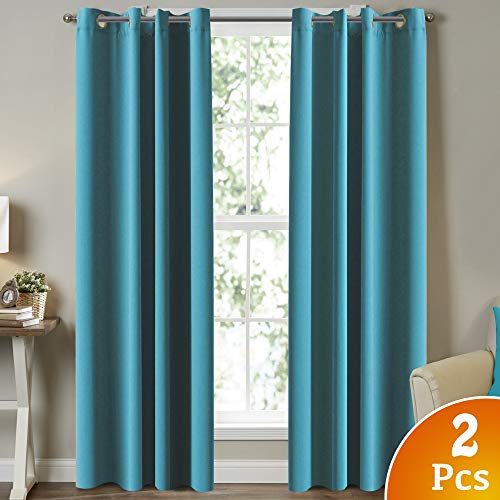 Product Cover Turquoize 2 Panels Solid Blackout Drapes, Grommet/Eyelet Top Polyester Curtain, 2 x 52-Inch-by-84-Inch, Teal by Turquoize